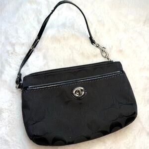 Coach Black Signature Turnlock Wristlet